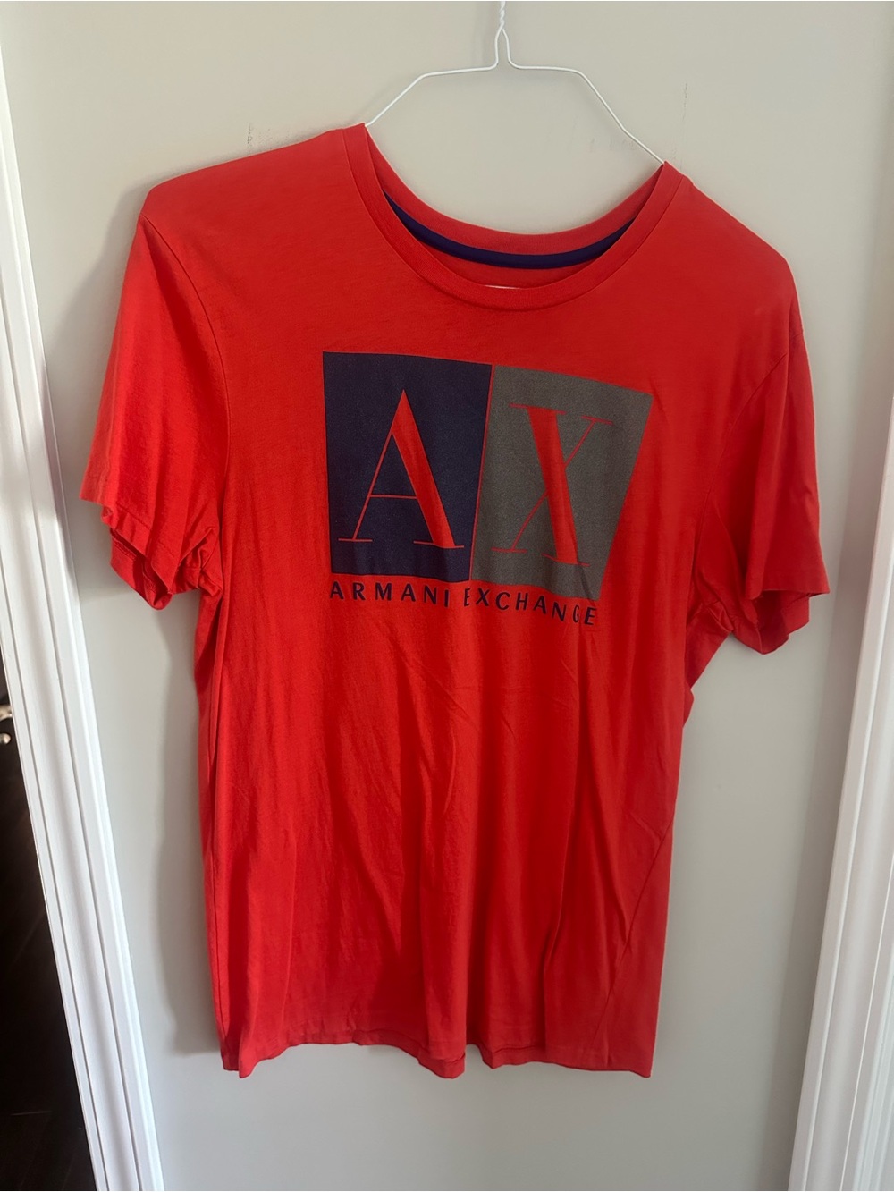 Armani Exchange Red Short Sleeve AX Logo Tee